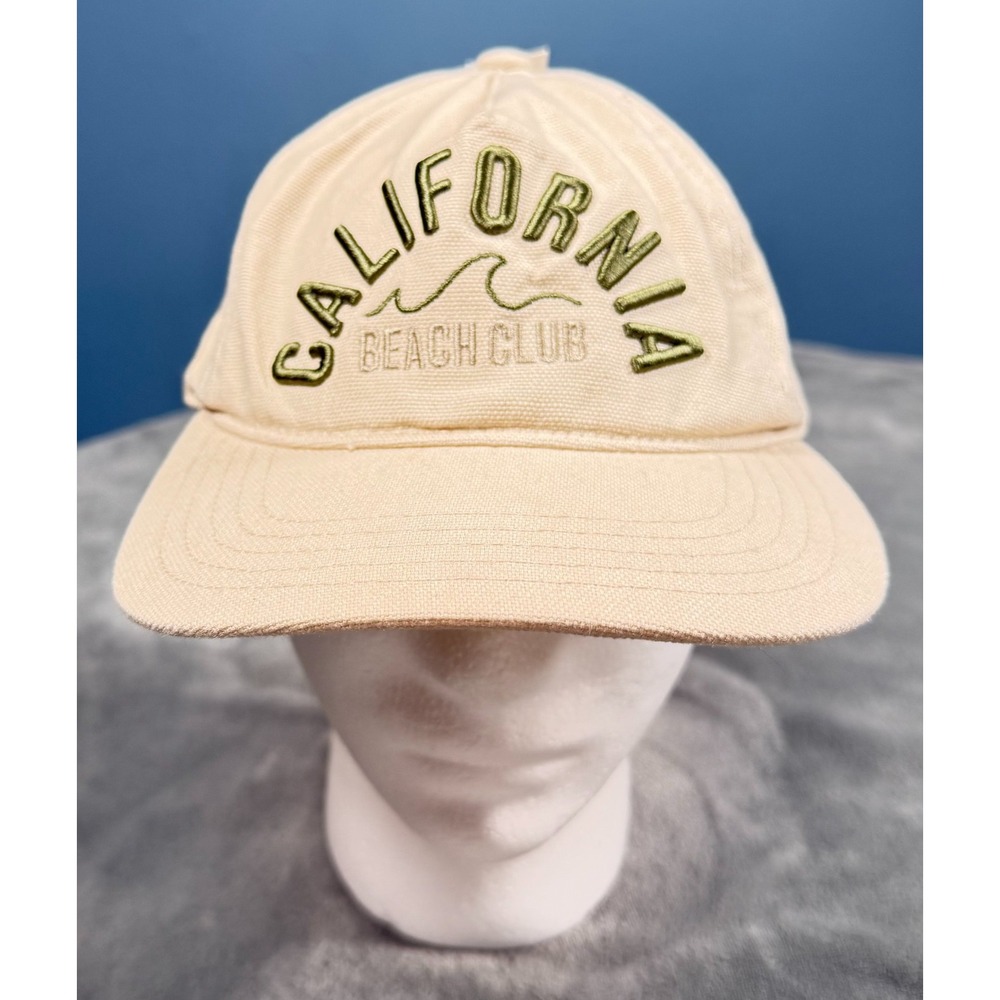 California Beach Club Hat Adjustable Tan Wave Embroidered Dad Cap